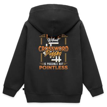 Amateurs de mots croisés Mots croisés - Sweat Premium à capuche zippé enfant bio - noir - Dos - AI Model Kid Male (0cm)