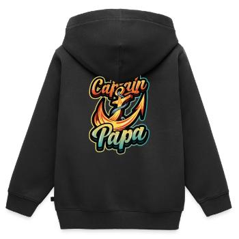 Kapitän Papa Bootfahren - Kinder Premium Organic Zip Hoodie - Schwarz - Hinten - AI Model Kid Male (0cm)