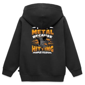 Hit Metal Blacksmith - Sweat Premium à capuche zippé enfant bio - noir - Dos - AI Model Kid Male (0cm)