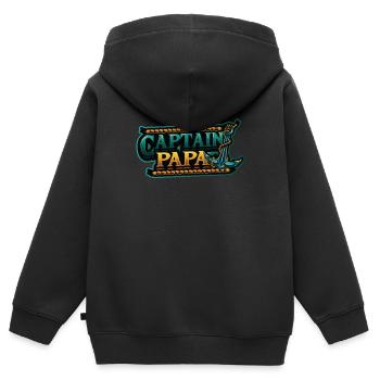 Kapitän Papa Bootfahren - Kinder Premium Organic Zip Hoodie - Schwarz - Hinten - AI Model Kid Male (0cm)
