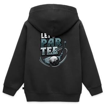 Laisse Par Tee Golfer Funny Golf Club - Sweat Premium à capuche zippé enfant bio - noir - Dos - AI Model Kid Male (0cm)
