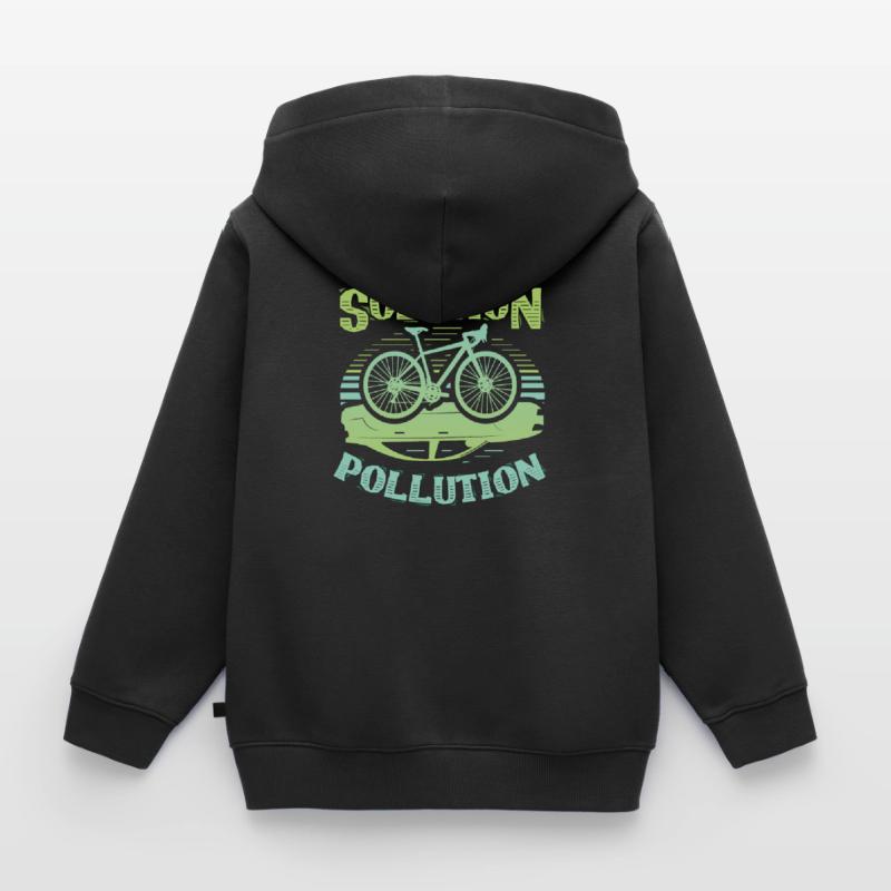 Polution Solution Environmental Protection Cycling Kids Premium Organic Zip-up Hoodie