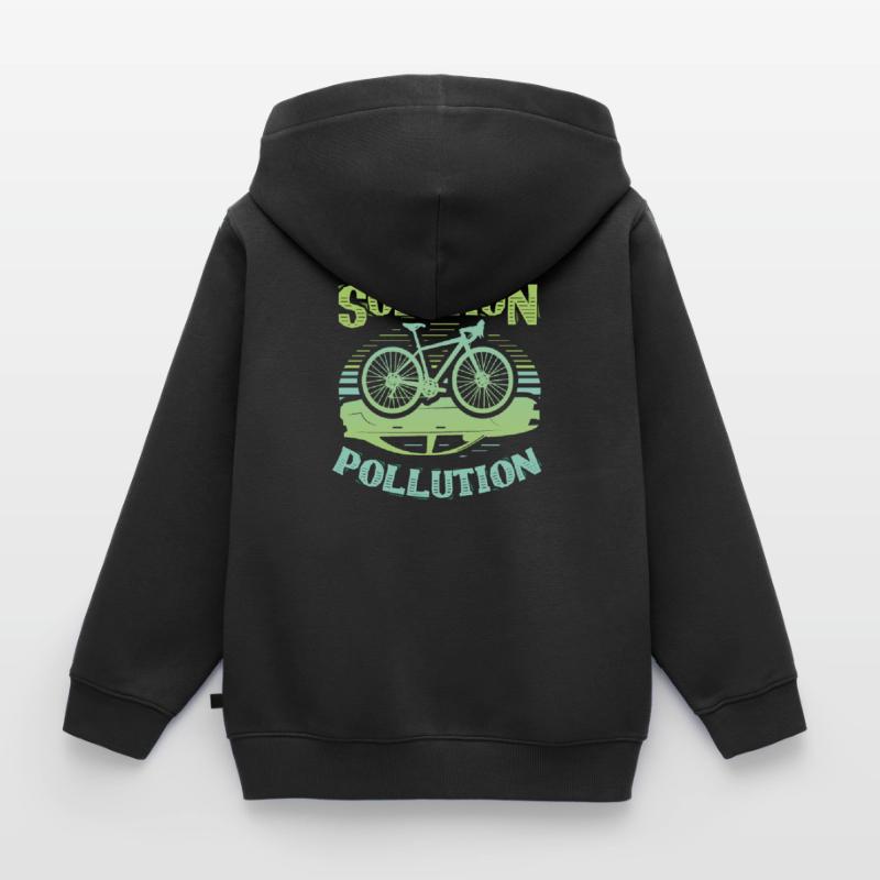 Polution Solution Environmental Protection Cycling Kids Premium Organic Zip-up Hoodie