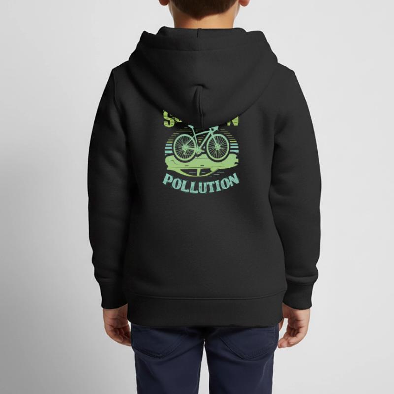 Polution Solution Environmental Protection Cycling Kids Premium Organic Zip-up Hoodie