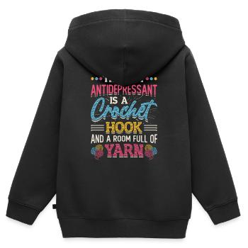 Häkelnadel Und Raum Voller Garn, Häkeln - Kinder Premium Organic Zip Hoodie - Schwarz - Hinten - AI Model Kid Male (0cm)