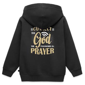 Verbunden Mit Gott, Passwort Gebet - Kinder Premium Organic Zip Hoodie - Schwarz - Hinten - AI Model Kid Male (0cm)