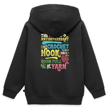 Häkelnadel Und Raum Voller Garn, Häkeln - Kinder Premium Organic Zip Hoodie - Schwarz - Hinten - AI Model Kid Male (0cm)