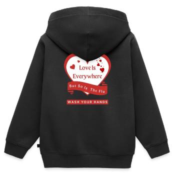 L’amour est partout, mais la grippe aussi - Sweat Premium à capuche zippé enfant bio - noir - Dos - AI Model Kid Male (0cm)