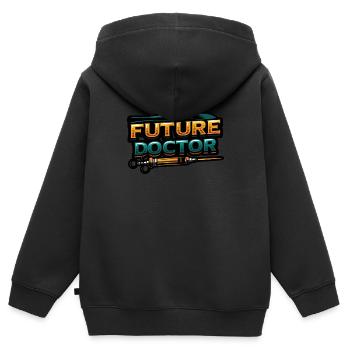 Futur médecin, étudiant en médecine - Sweat Premium à capuche zippé enfant bio - noir - Dos - AI Model Kid Male (0cm)