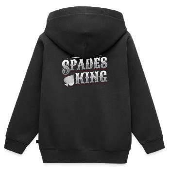 Roi de pique, cartes de pique - Sweat Premium à capuche zippé enfant bio - noir - Dos - AI Model Kid Male (0cm)