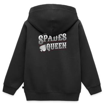 Dame de pique, jeu de cartes de pique - Sweat Premium à capuche zippé enfant bio - noir - Dos - AI Model Kid Male (0cm)