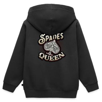 Dame de pique, jeu de cartes de pique - Sweat Premium à capuche zippé enfant bio - noir - Dos - AI Model Kid Male (0cm)