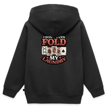 Je ne plie même pas mon linge, casino poker - Sweat Premium à capuche zippé enfant bio - noir - Dos - AI Model Kid Male (0cm)