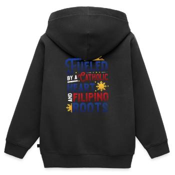 Katholisches Herz Und Philippinische Wurzeln - Kinder Premium Organic Zip Hoodie - Schwarz - Hinten - AI Model Kid Male (0cm)