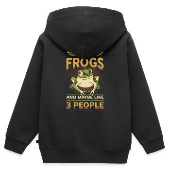 J’aime les grenouilles et peut-être 3 personnes - Sweat Premium à capuche zippé enfant bio - noir - Dos - AI Model Kid Male (0cm)