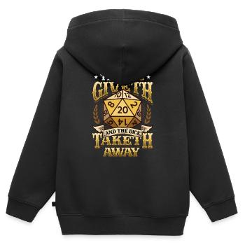 De kubus geeft en de kubus neemt weg - Kinder Premium zip hoodie biologisch - zwart - Achter - AI Model Kid Male (0cm)
