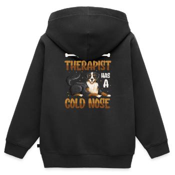 Mein Therapeut Hat Eine Kalte Nase, Hundeliebhaber - Kinder Premium Organic Zip Hoodie - Schwarz - Hinten - AI Model Kid Male (0cm)