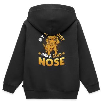 Mein Therapeut Hat Eine Kalte Nase, Hundeliebhaber - Kinder Premium Organic Zip Hoodie - Schwarz - Hinten - AI Model Kid Male (0cm)