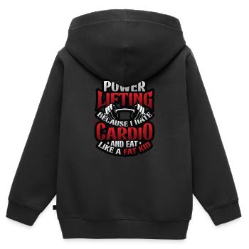 Funny Power Lifting Gewichtheben - Kinder Premium Organic Zip Hoodie - Schwarz - Hinten - AI Model Kid Male (0cm)