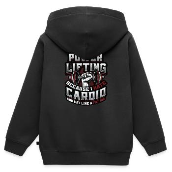 Funny Power Lifting Gewichtheben - Kinder Premium Organic Zip Hoodie - Schwarz - Hinten - AI Model Kid Male (0cm)