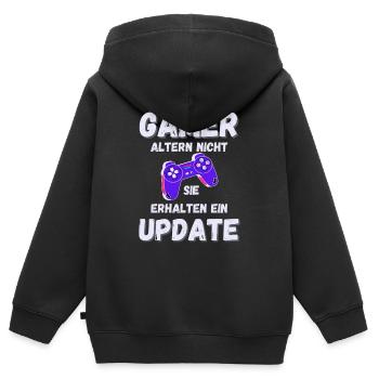 GAMER Lustiger Spruch Gaming Update - Kinder Premium Organic Zip Hoodie - Schwarz - Hinten - AI Model Kid Male (0cm)