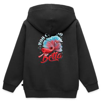 Détention de poisson betta - Sweat Premium à capuche zippé enfant bio - noir - Dos - AI Model Kid Male (0cm)