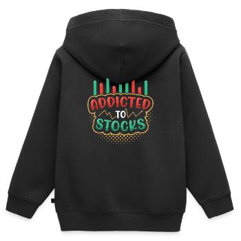 Accro aux actions, marché boursier baissier haussier - Sweat Premium à capuche zippé enfant bio - noir - Dos - AI Model Kid Male (0cm)