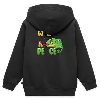 Friedens-Cameleon, Friedensbewegung - Kinder Premium Organic Zip Hoodie - Schwarz - Hinten - AI Model Kid Male (0cm)