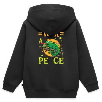 Friedens-Cameleon, Friedensbewegung - Kinder Premium Organic Zip Hoodie - Schwarz - Hinten - AI Model Kid Male (0cm)