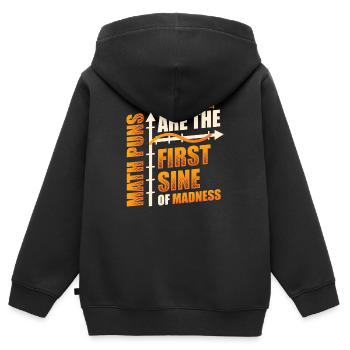 Mathe-Lehrer, Mathe-Schüler, Mathe-Wortspiele - Kinder Premium Organic Zip Hoodie - Schwarz - Hinten - AI Model Kid Male (0cm)