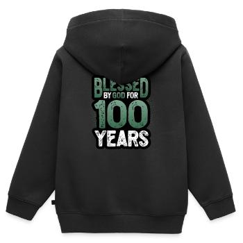 Religious by God for 100 years - Kids Premium Organic Zip-up Hoodie - black - Back - AI Model Kid Male (0cm)