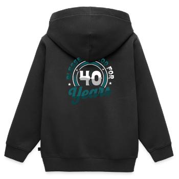 Religious by God for 40 years - Kids Premium Organic Zip-up Hoodie - black - Back - AI Model Kid Male (0cm)