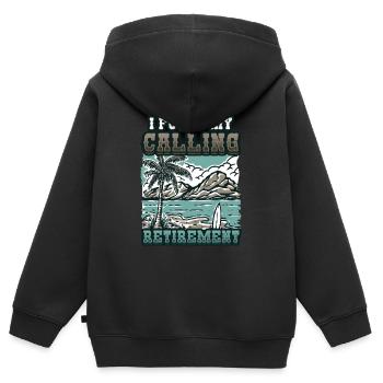 Ich Habe Meine Berufung Gefunden, Ruhestand - Kinder Premium Organic Zip Hoodie - Schwarz - Hinten - AI Model Kid Male (0cm)