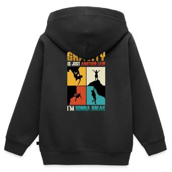 Bloc anti-gravité, escalade - Sweat Premium à capuche zippé enfant bio - noir - Dos - AI Model Kid Male (0cm)