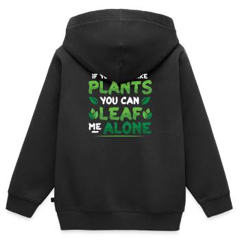 Leaf Me Alone, amoureux des plantes - Sweat Premium à capuche zippé enfant bio - noir - Dos - AI Model Kid Male (0cm)