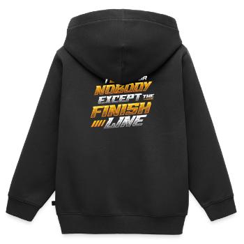 Je ne freine pour personne sauf la ligne d’arrivée - Sweat Premium à capuche zippé enfant bio - noir - Dos - AI Model Kid Male (0cm)