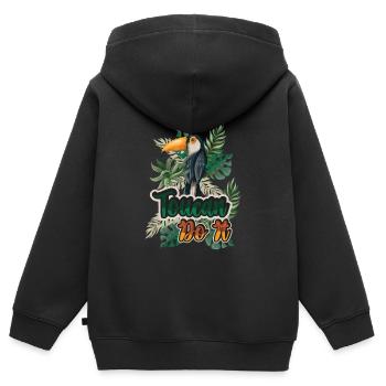 Toucan Do It - Kinder Premium Organic Zip Hoodie - Schwarz - Hinten - AI Model Kid Male (0cm)