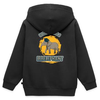 L’école se sent Irrelephant, anti-école - Sweat Premium à capuche zippé enfant bio - noir - Dos - AI Model Kid Male (0cm)