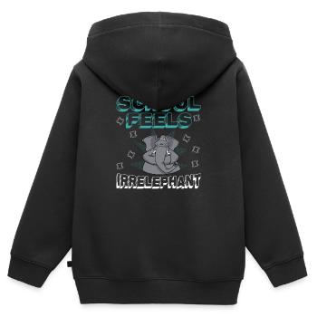 L’école se sent Irrelephant, anti-école - Sweat Premium à capuche zippé enfant bio - noir - Dos - AI Model Kid Male (0cm)