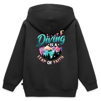 Le saut de falaise est un acte de foi - Sweat Premium à capuche zippé enfant bio - noir - Dos - AI Model Kid Male (0cm)