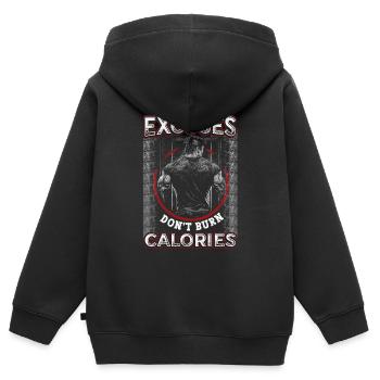 Ausreden, Verbrennen, Keine Kalorien, Personal - Kinder Premium Organic Zip Hoodie - Schwarz - Hinten - AI Model Kid Male (0cm)