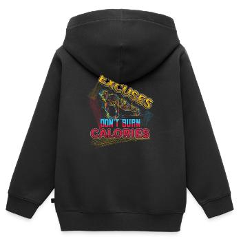 Ausreden, Verbrennen, Keine Kalorien, Personal - Kinder Premium Organic Zip Hoodie - Schwarz - Hinten - AI Model Kid Male (0cm)