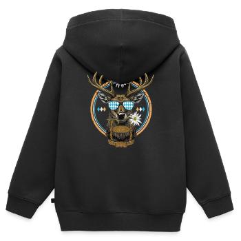 Hirschkopf Sonnenbrille Bayern Volksfest Lausbua - Kinder Premium Organic Zip Hoodie - Schwarz - Hinten - AI Model Kid Male (0cm)