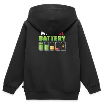 Meine Sozialbatterie - Asozialer Introvertierter - Kinder Premium Organic Zip Hoodie - Schwarz - Hinten - AI Model Kid Male (0cm)