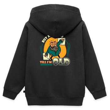 Kaufen Und Halten Bis Ich Alt Bin - Kinder Premium Organic Zip Hoodie - Schwarz - Hinten - AI Model Kid Male (0cm)