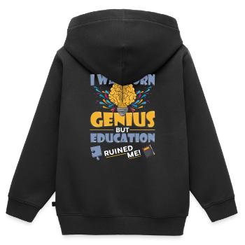 Je suis né génie - Sweat Premium à capuche zippé enfant bio - noir - Dos - AI Model Kid Male (0cm)