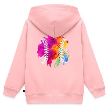 Joueur de baseball Baseball - Sweat Premium à capuche zippé enfant bio - rose - Dos - AI Model Kid Female (0cm)