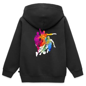 BASKETBALLER BASKETBALL - Kinder Premium Organic Zip Hoodie - Schwarz - Hinten - AI Model Kid Male (0cm)