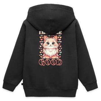Drôle De Chat Dame, Chat Maman - Sweat Premium à capuche zippé enfant bio - noir - Dos - AI Model Kid Male (0cm)