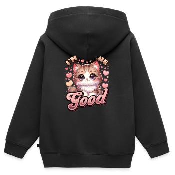 Lustige Katzendame, Katzenmama - Kinder Premium Organic Zip Hoodie - Schwarz - Hinten - AI Model Kid Male (0cm)